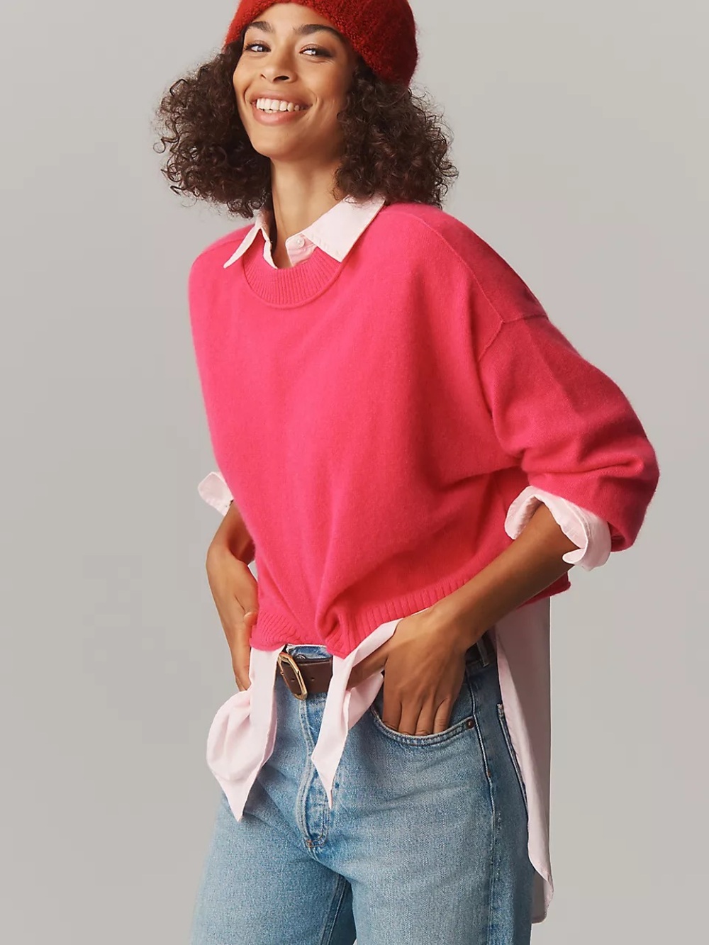NWT Size L -Anthropologie Goldie 100% Cashmere Long-Sleeve Crew-Neck Sweater
